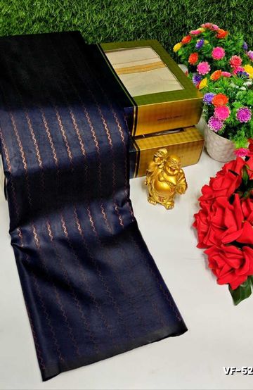 Traditional Look Malgudi Silk Saree Lightweight Silk Blend Saree - BLUE COLOUR (2)