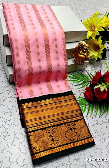Korvai kotanji Trendy & Fancy bhutta and 2/100  Silk Cotton Sarees Function wear - PINK