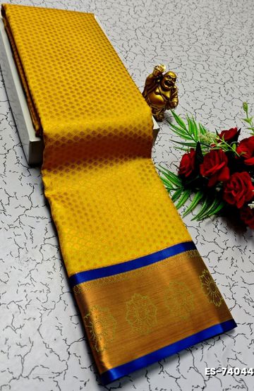 BRIDAL SILK GOLD SILVAR AND COPPER ZARI WEAVE AND WEDDING ART SILK SAREES - ORANGE (3)