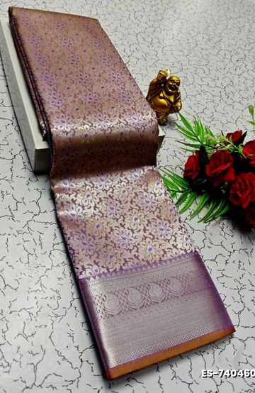 Digital printing dola silk cotton sarees - COFEE COLOR