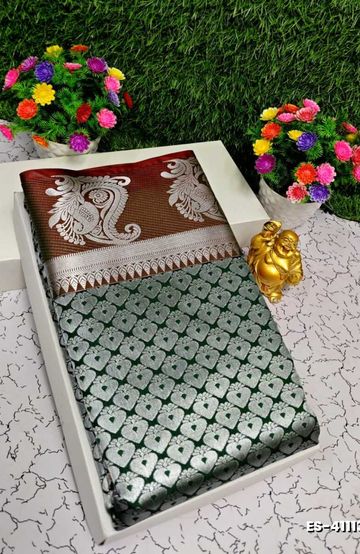 ELITE BRIDAL PICK &PICK SILK SAREES AND WEDDING ART SILK SAREES - BOTTLE GREEN