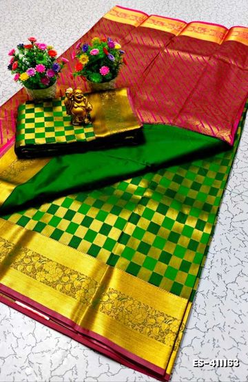 ELITE BRIDAL PICK &PICK SILK SAREES AND WEDDING ART SILK SAREES - GREEN COLOUR