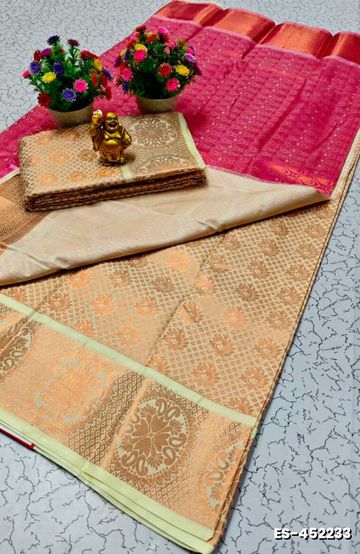 DIGITAL PRINTING DOLA SILK COTTON SAREES - LIGHT YELLOW (1)