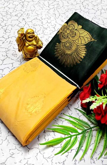 MODERN FANCY SOFT SILK SAREES WITH BUTTA DESIGN - LIGHT ORANGE (1)