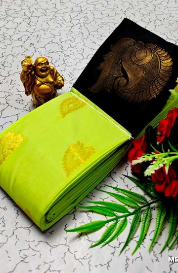 MODERN FANCY SOFT SILK SAREES WITH BUTTA DESIGN - PARET GREEN (3)