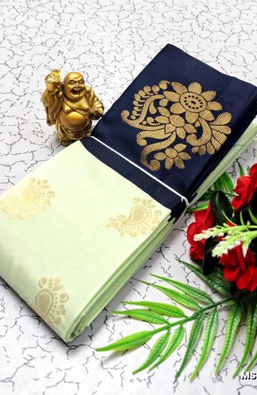 MODERN FANCY SOFT SILK SAREES WITH BUTTA DESIGN - CREAM (1)
