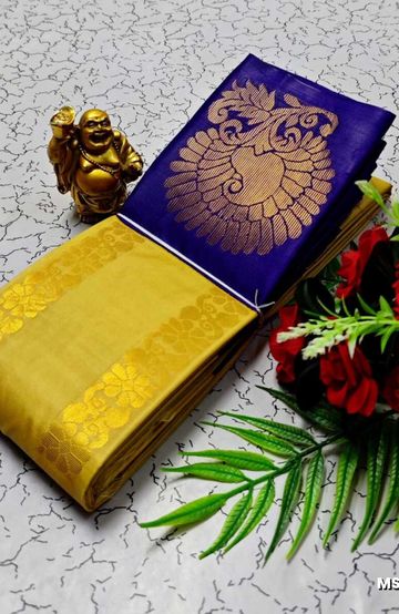 MODERN FANCY SOFT SILK SAREES WITH BUTTA DESIGN - GOLD