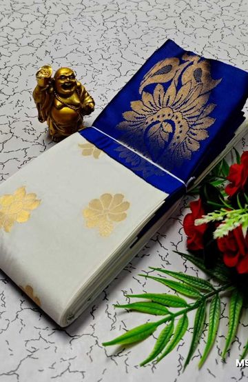 MODERN FANCY SOFT SILK SAREES WITH BUTTA DESIGN - WHITE