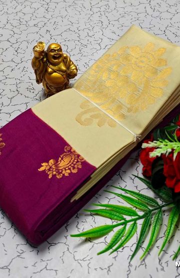MODERN FANCY SOFT SILK SAREES WITH BUTTA DESIGN - PURPLE COLOUR (1)