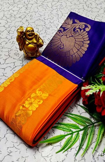MODERN FANCY SOFT SILK SAREES WITH BUTTA DESIGN - ORANGE (1)