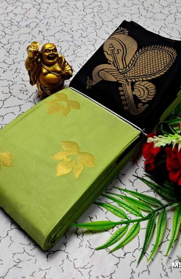 MODERN FANCY SOFT SILK SAREES WITH BUTTA DESIGN - LIGHT GREEN (3)