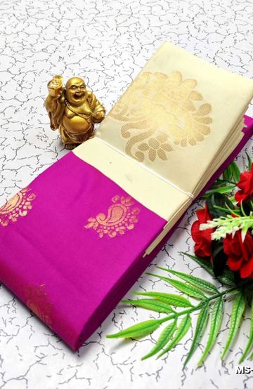 MODERN FANCY SOFT SILK SAREES WITH BUTTA DESIGN - LIGHT ORANGE (1)