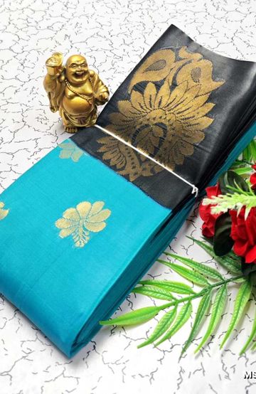 MODERN FANCY SOFT SILK SAREES WITH BUTTA DESIGN - LIGHT ORANGE (1)