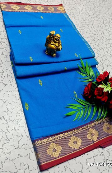 Dailywear cotton sarees all over body flower designpattern design premium look lightweight comfortable wear - CREAM