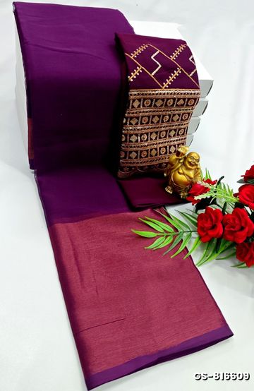 GEORGETTE FANCY SOFT SILK SAREES WITH BLOUSE MODERN FANCY  SAREES - PURPLE COLOUR