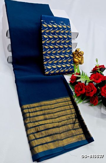 GEORGETTE FANCY SOFT SILK SAREES WITH BLOUSE MODERN FANCY  SAREES - LIGHT BLUE (1)