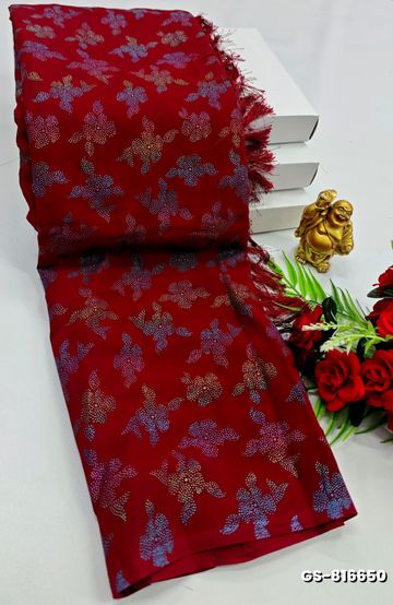 GEORGETTE FANCY SOFT SILK SAREES WITH BLOUSE MODERN FANCY SAREES - MEJANTA