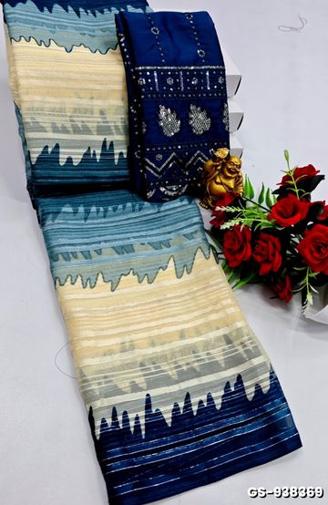 A "one gram gold trending tissue saree" typically refers to a saree made from a lightweight, sheer fabric known as tissue - INDIGO COLOUR (3)