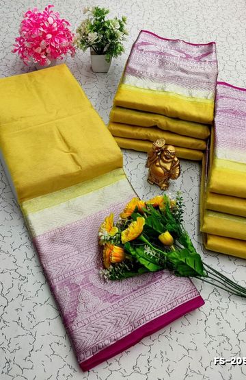 Traditional Checked Silk Saree Premium Design Border Zari Design - GRAY