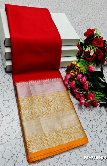 VAALAINAAR (VAZHAI) PATTU SOFT SILK SAREES FUNCTION AND FESTIVALS PERPECT WEAR - RED (1)