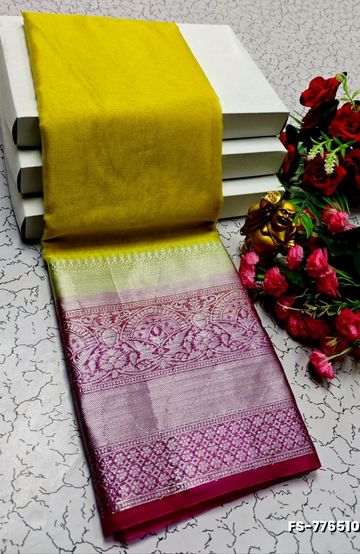 GEORGETTE FANCY SOFT SILK SAREES WITH BLOUSE MODERN FANCY ITEM SAREES - LIGHT YELLOW (5)
