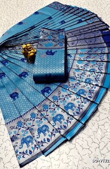 Lightweight Plain Cotton Saree with Retta Petta Zari Border - LITE GREEN