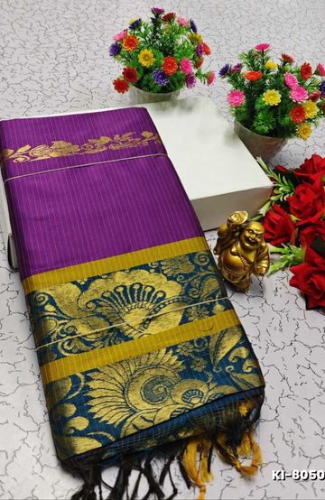KALYANI SILK TYPE SAREES - INDIGO COLOUR