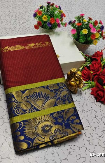 Premium Meena work Soft Silk Saree weddings, festivals, traditional Wear - BULE