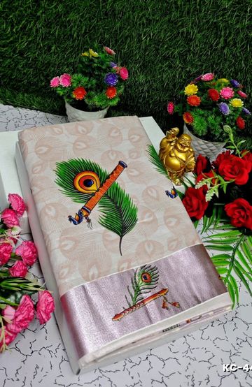 Handloom Khadi Cotton Saree With Hand Painted  Work - DARK PINK