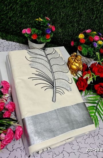 DESIGNER SOFT BANARASI SILK WITH KALAMKARI THEME  EXCLUSIVE MODEL WITH PURE ZARI  BORDER - LIGHT SANDLE