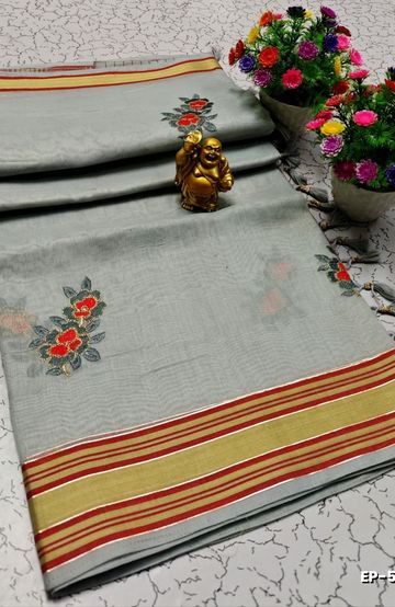 DIGITAL EMBROIDERY PRINTING COTTON SAREES - AS COLOR (2)