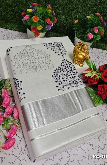 Luxurious heavy work blouse fabric with floral goldwork jaal border - GREEN COLOUR (1)