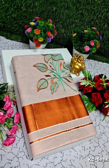 MODERN FANCY SOFT SILK SAREES WITH BUTTA DESIGN - ORANGE (1)