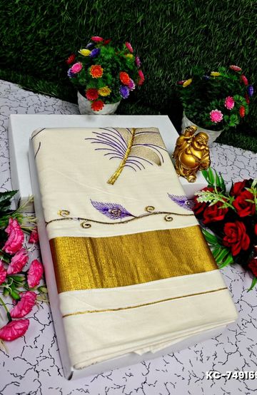Digital Kubera Pattu Light Weight Luxurious, soft-draping Kubera Pattu Print Saree - WHITE N (2)
