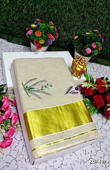 Designer Multi-Color Floral Print Blouse Fabric - YELLOW