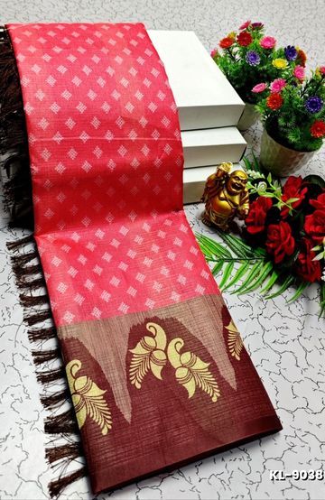 DEGITAL KARGIL PRINTED  COTTON TYPE SAREE - DARK PINK (1)