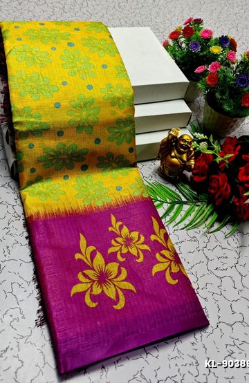 DEGITAL KARGIL PRINTED  COTTON TYPE SAREE - GOLD COLOUR (1)