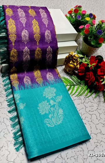DEGITAL KARGIL PRINTED  COTTON TYPE SAREE - - BRINJAL COLOUR