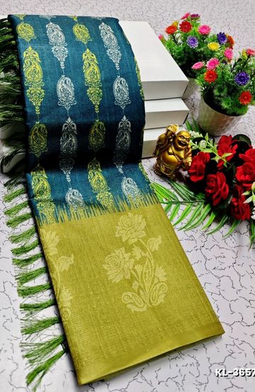 DEGITAL KARGIL PRINTED  COTTON TYPE SAREE - - BULE