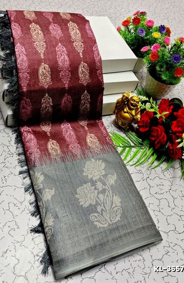 DEGITAL KARGIL PRINTED  COTTON TYPE SAREE - - MAROON COLOR