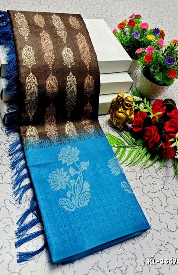 DEGITAL KARGIL PRINTED  COTTON TYPE SAREE - - BROWN