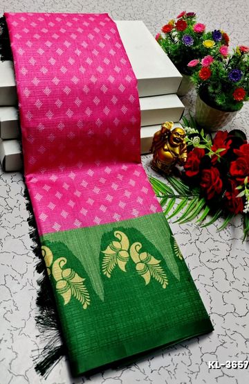 DEGITAL KARGIL PRINTED  COTTON TYPE SAREE - - DARK PINK