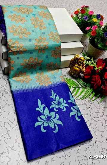 DEGITAL KARGIL PRINTED  COTTON TYPE SAREE - - LIGHT GREEN SHADE