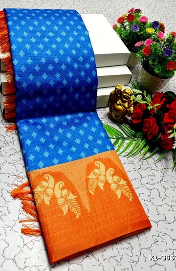 DEGITAL KARGIL PRINTED  COTTON TYPE SAREE - - NORMAL  BLUE