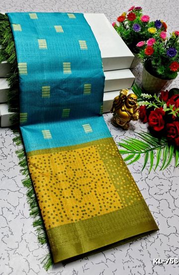 Premium Meena work Soft Silk Saree weddings, festivals, traditional Wear - BULE