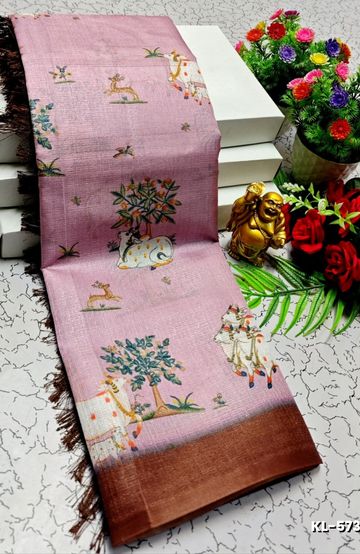 DEGITAL KARGIL PRINTED  COTTON TYPE SAREE - BABY PINK (2)