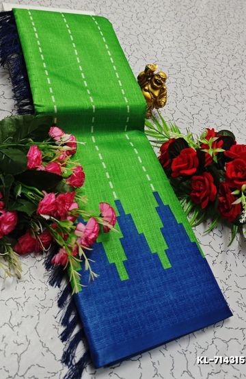 Korvai kotanji Trendy & Fancy bhutta and 2/100 Silk Cotton Sarees Function wear - GREEN