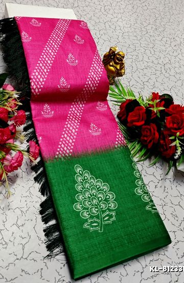 BRIDAL SILK GOLD SILVAR AND COPPER ZARI WEAVE AND WEDDING ART SILK SAREES - GREEN COLOUR (2)