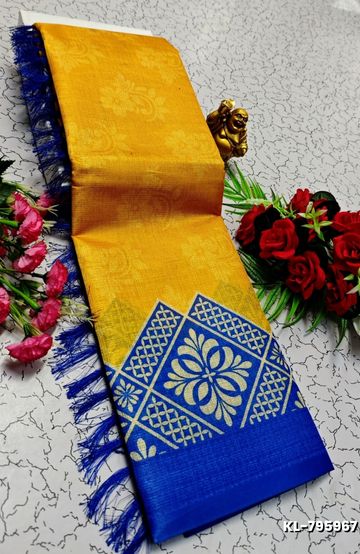 DEGITAL KARGIL PRINTED  COTTON TYPE SAREE - GOLD COLOUR (6)