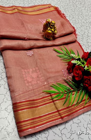 DIGITAL EMBROIDERY PRINTING COTTON SAREES - CREAM COLOR (1)